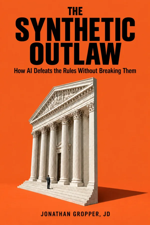 The Synthetic Outlaw: How AI Defeats the Rules Without Breaking Them, by Jonathan Gropper, JD. Book cover.